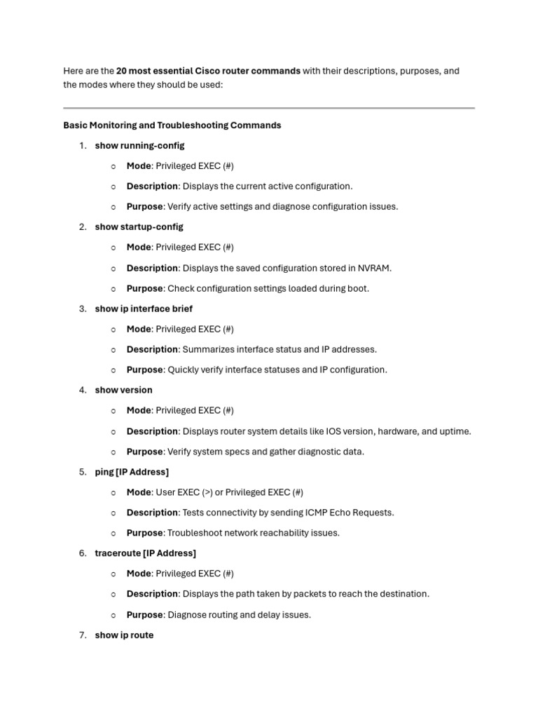 Essential Cisco Router Commands Guide | PDF | Computer Terminal ...
