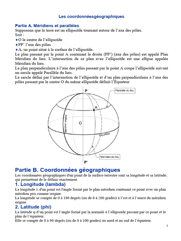 Coordonnées géographiques et projections | PDF | Géodésie | Géométrie ...