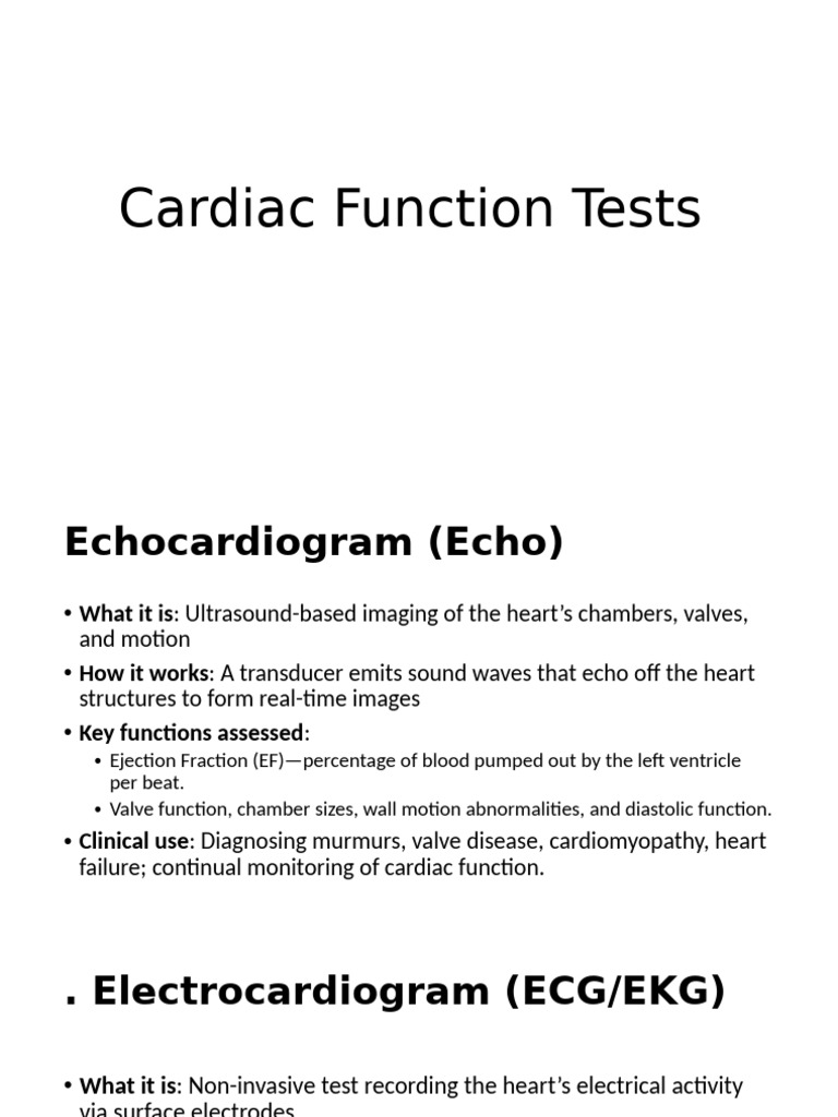 Comprehensive Guide to Cardiac Function Tests | PDF | Heart ...