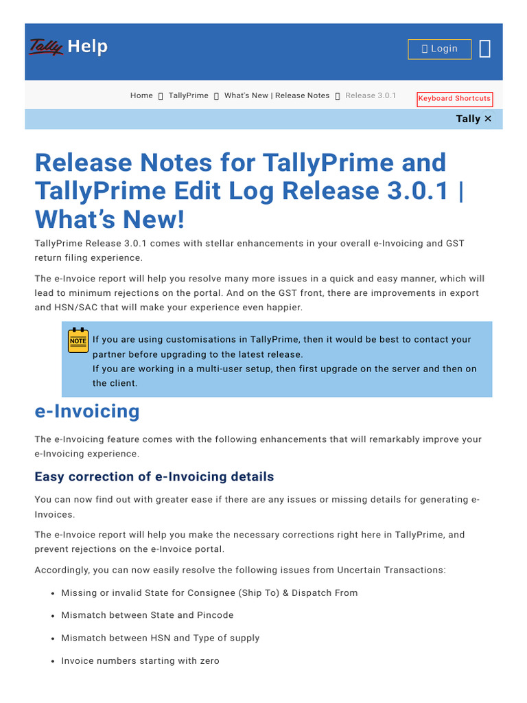 Release Notes Tallyprime 3 0 1 | PDF | Computing | Software