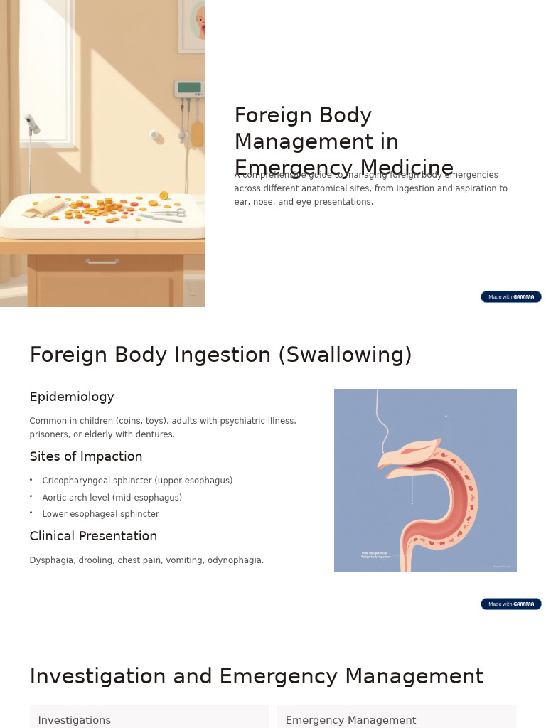 Foreign Body Management in Emergencies | PDF | Esophagus | Medical ...