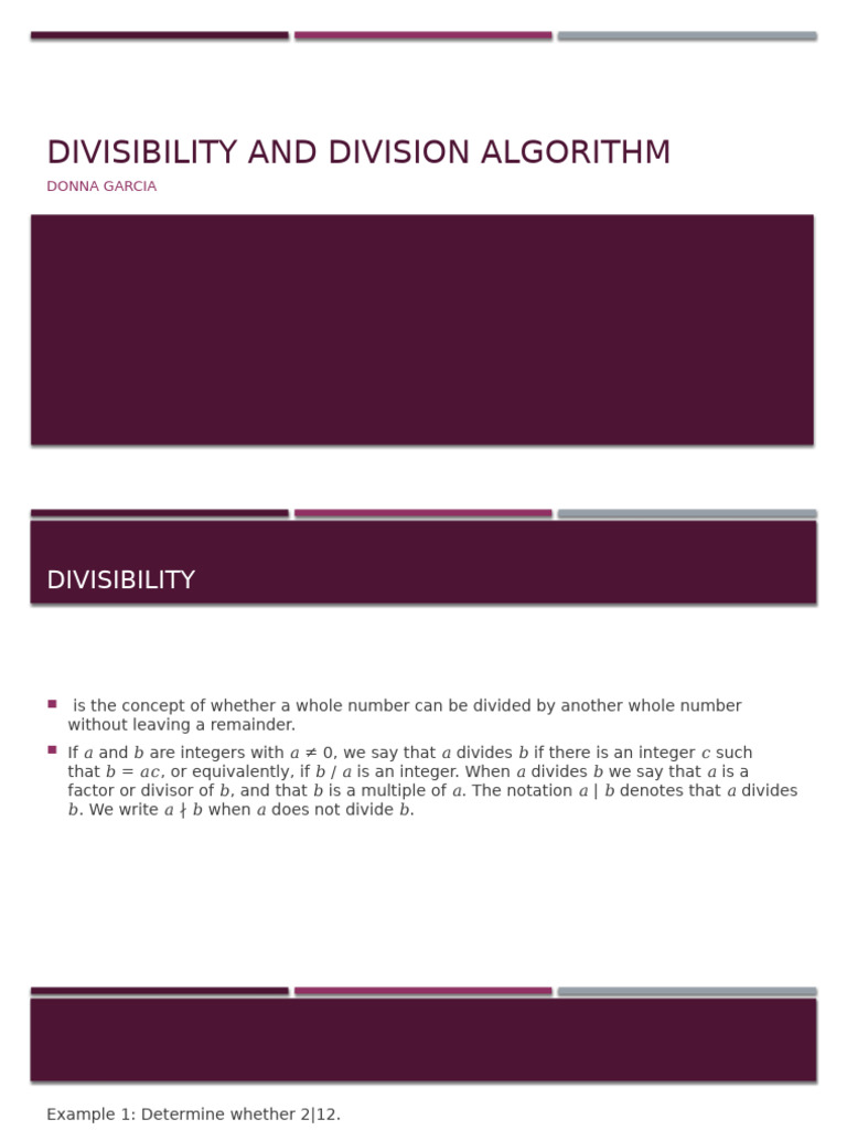 Divisibility and Division Algorithm Explained | PDF | Integer ...