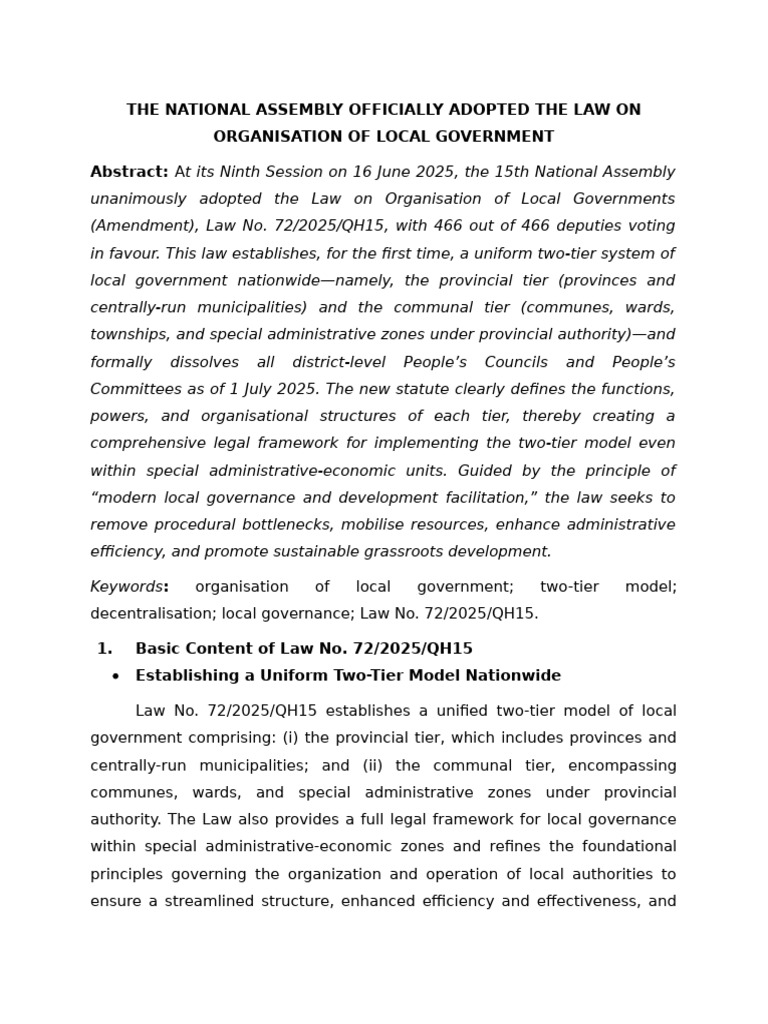 VTN - The National Assembly Officially Adopted The Law On Organisation ...