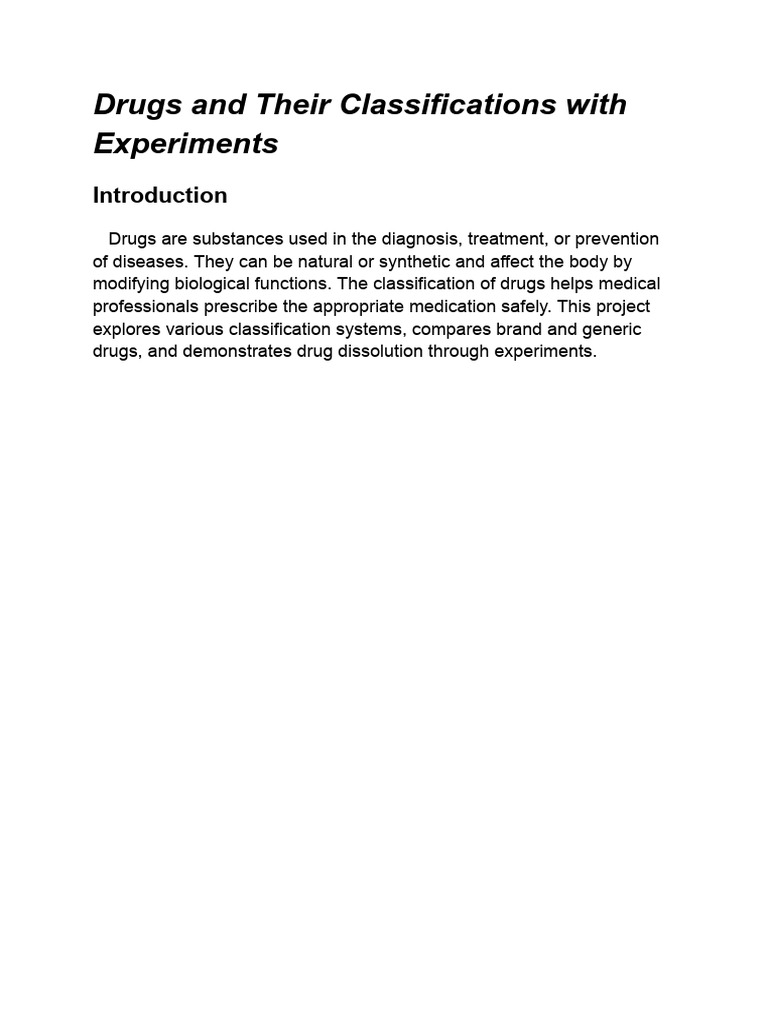 Drug Classifications and Experiments | PDF | Drugs | Health Care