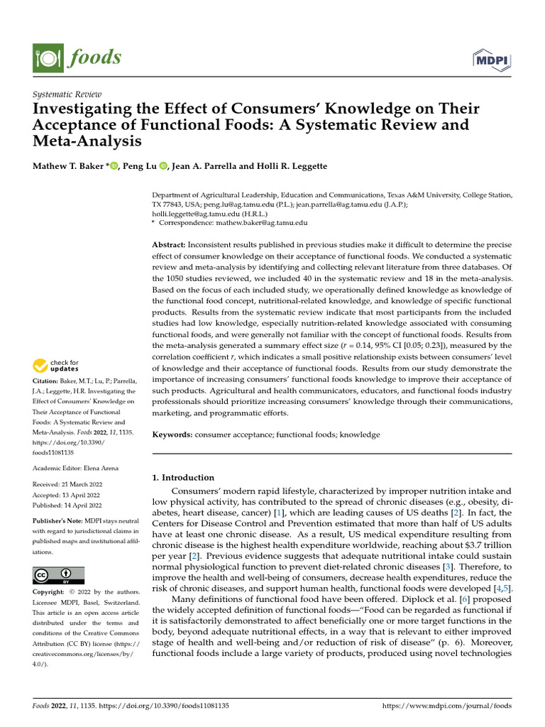 Foods 11 01135 | PDF | Effect Size | Meta Analysis