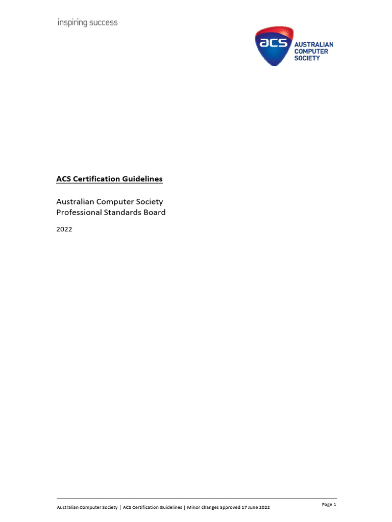 ACS Certification Guidelines Overview | PDF | Certification | Knowledge