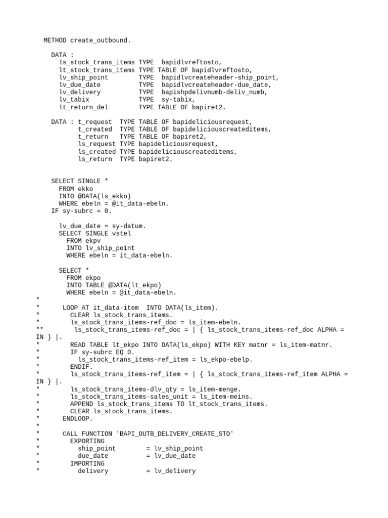 Outbound Delivery Creation Method | PDF | Computer Programming | Computing