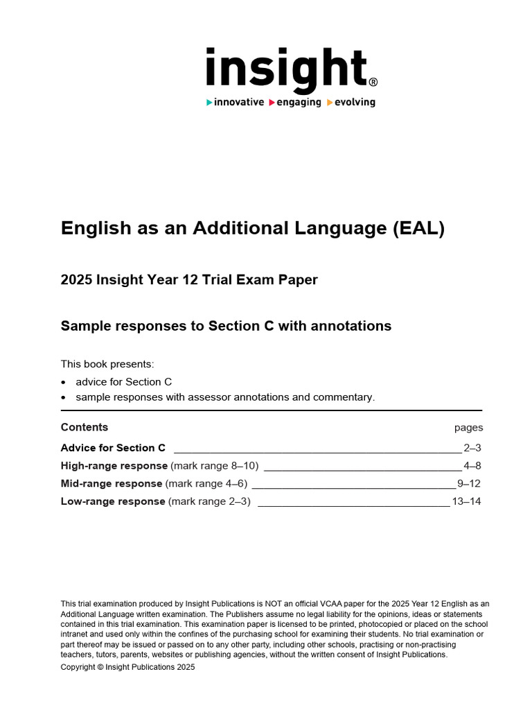 EAL 2025 Trial Exam Paper Insights | PDF | Argument | Grammatical Number