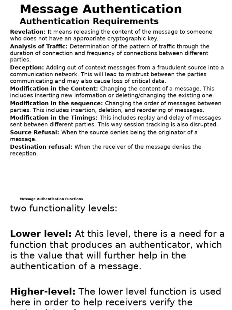 Message Authentication Techniques Explained | PDF | Encryption | Algorithms