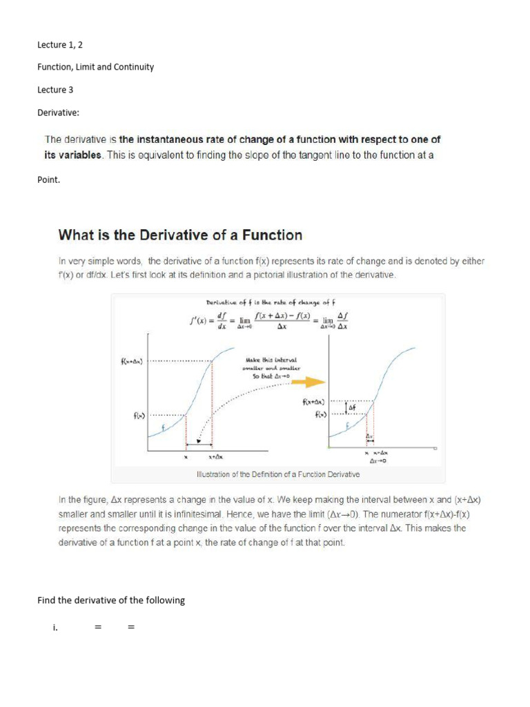 Calculus: Derivatives and Functions | PDF | Mathematics | Algebra