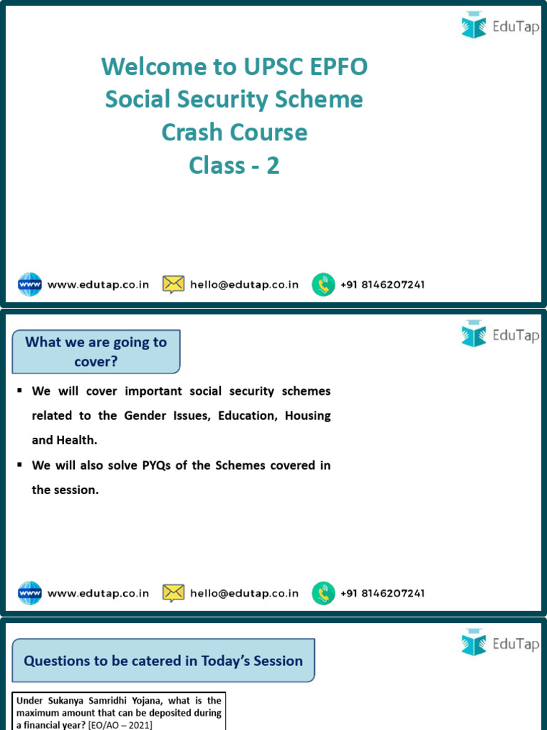 UPSC EPFO Social Security Crash Course | PDF | Startup Company | Small ...