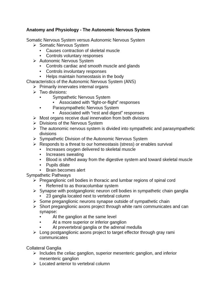Autonomic Nervous System Overview | PDF | Autonomic Nervous System ...
