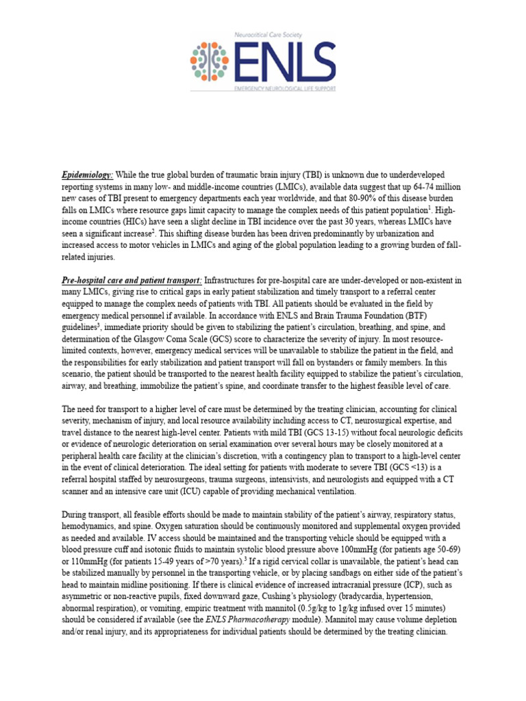 Resource-Limited TBI Management Guide | PDF | Traumatic Brain Injury ...