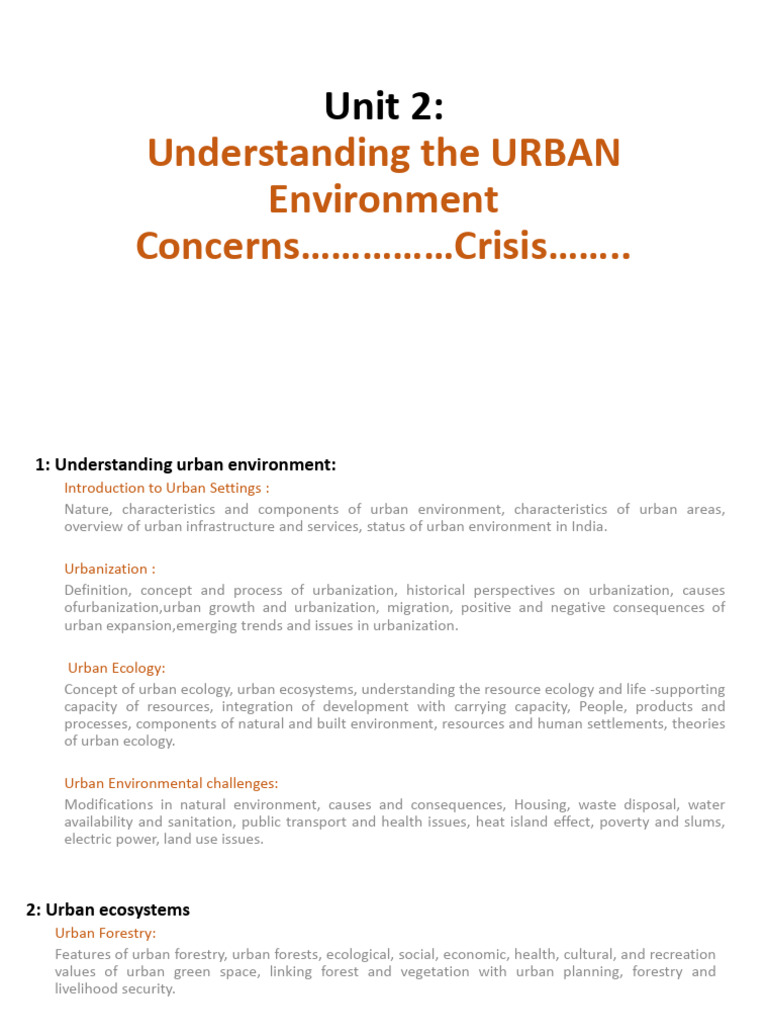 Urban Environment and Development Insights | PDF | Urbanization | Human ...