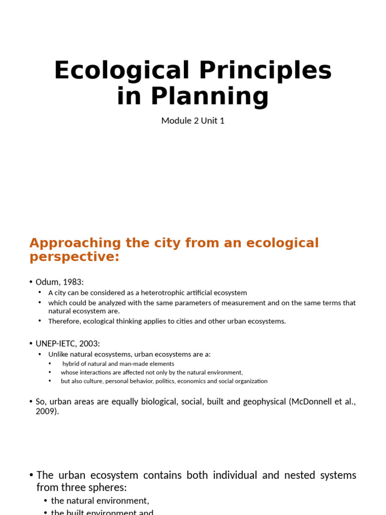 Ecological Principles in Urban Planning | PDF | Ecology | Ecosystem