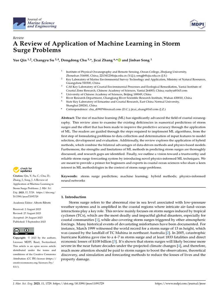 Machine Learning for Storm Surge Prediction | PDF | Storm Surge ...