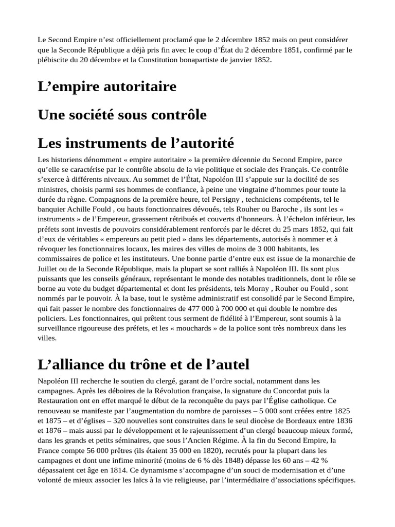 L'Empire autoritaire de Napoléon III | PDF | Paris