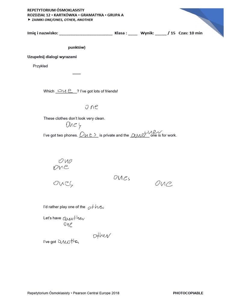 REP8 Unit 12 A Short Test Grammar | PDF