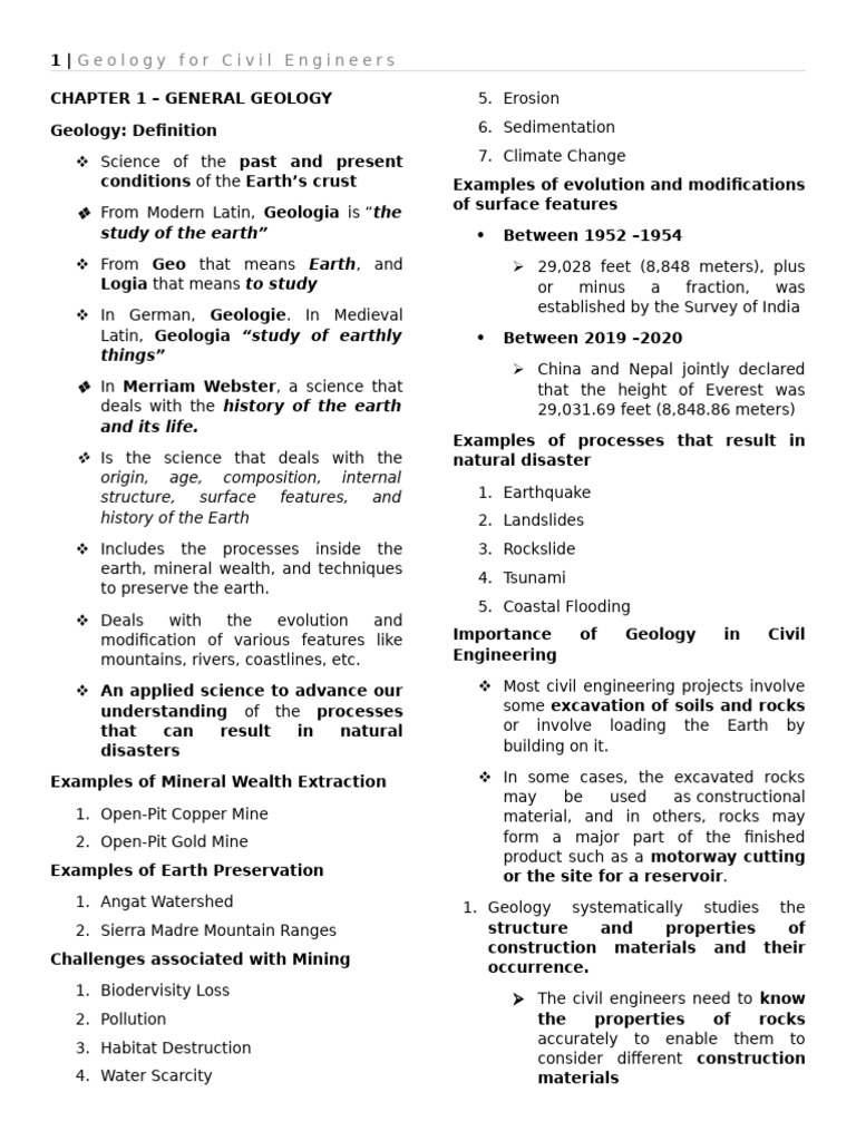 Geology Essentials for Civil Engineers | PDF | Magma | Plate Tectonics