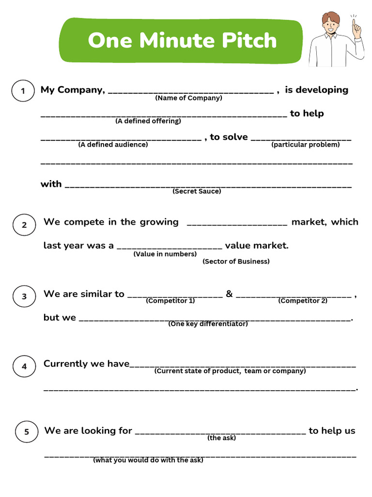 One Minute Pitch Template Guide | PDF