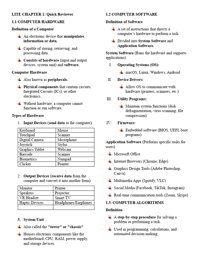 Computer Hardware, Software, and Networks Guide | PDF | Computer ...