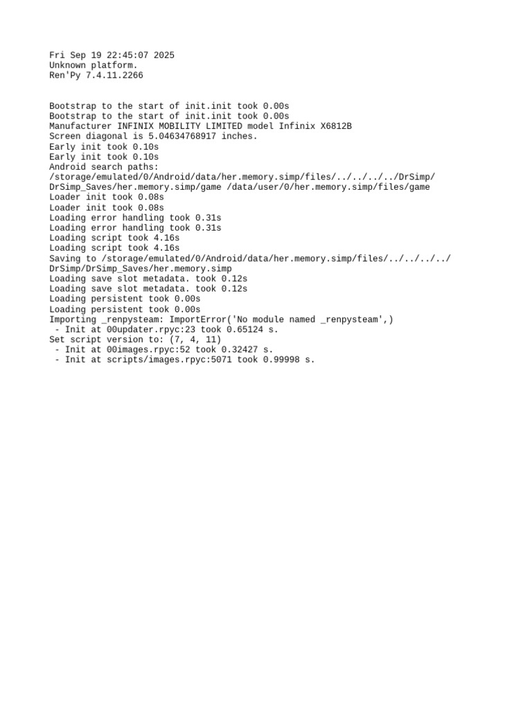 Ren'Py 7.4.11 Initialization Log | PDF