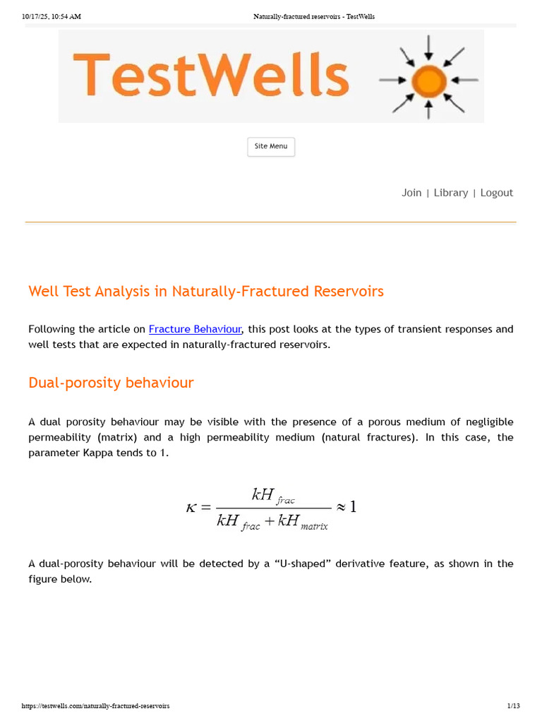 Well Test Analysis in Fractured Reservoirs | PDF | Petroleum Reservoir