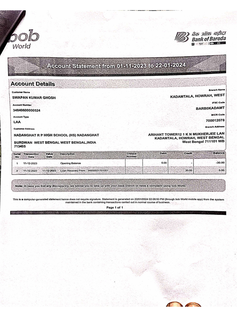 Bank Statements | PDF