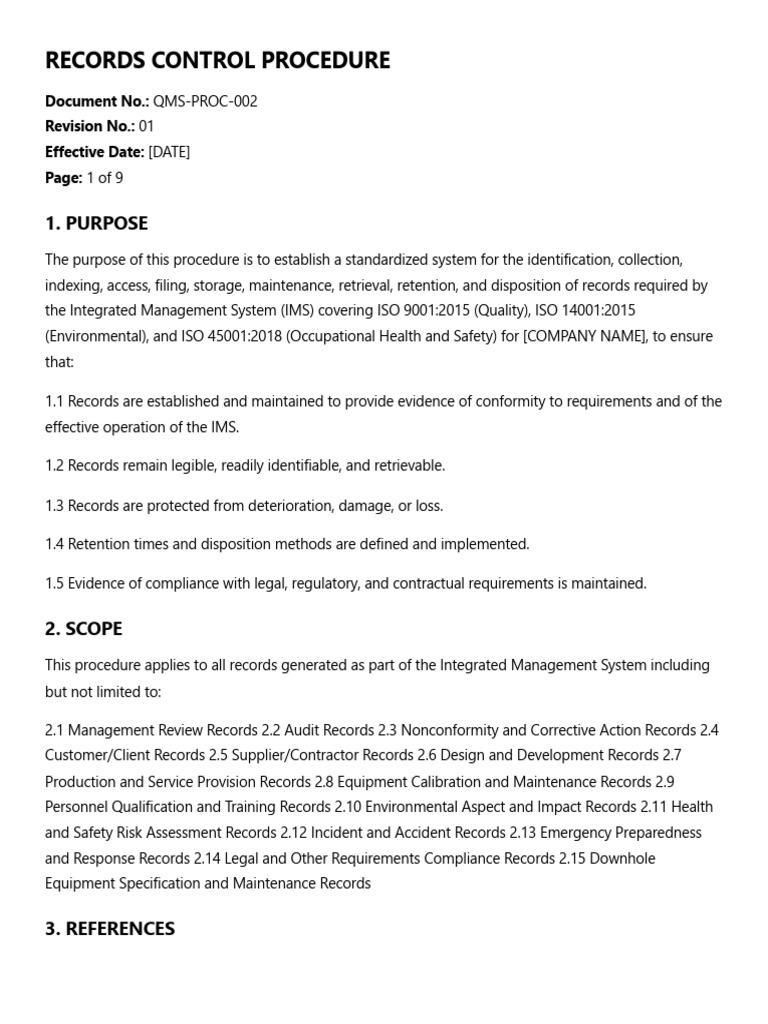 Records Control Procedure for IMS | PDF | Records Management | Business
