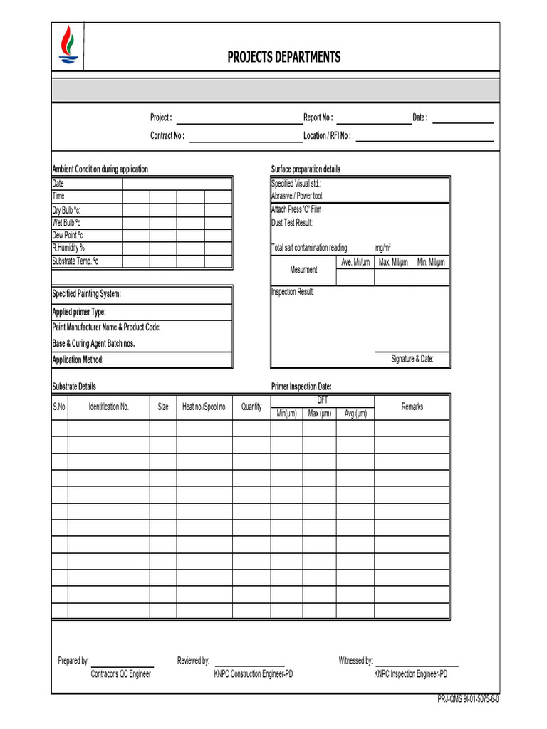 Surface Preparation & Priming Inspection Report | PDF | Materials ...