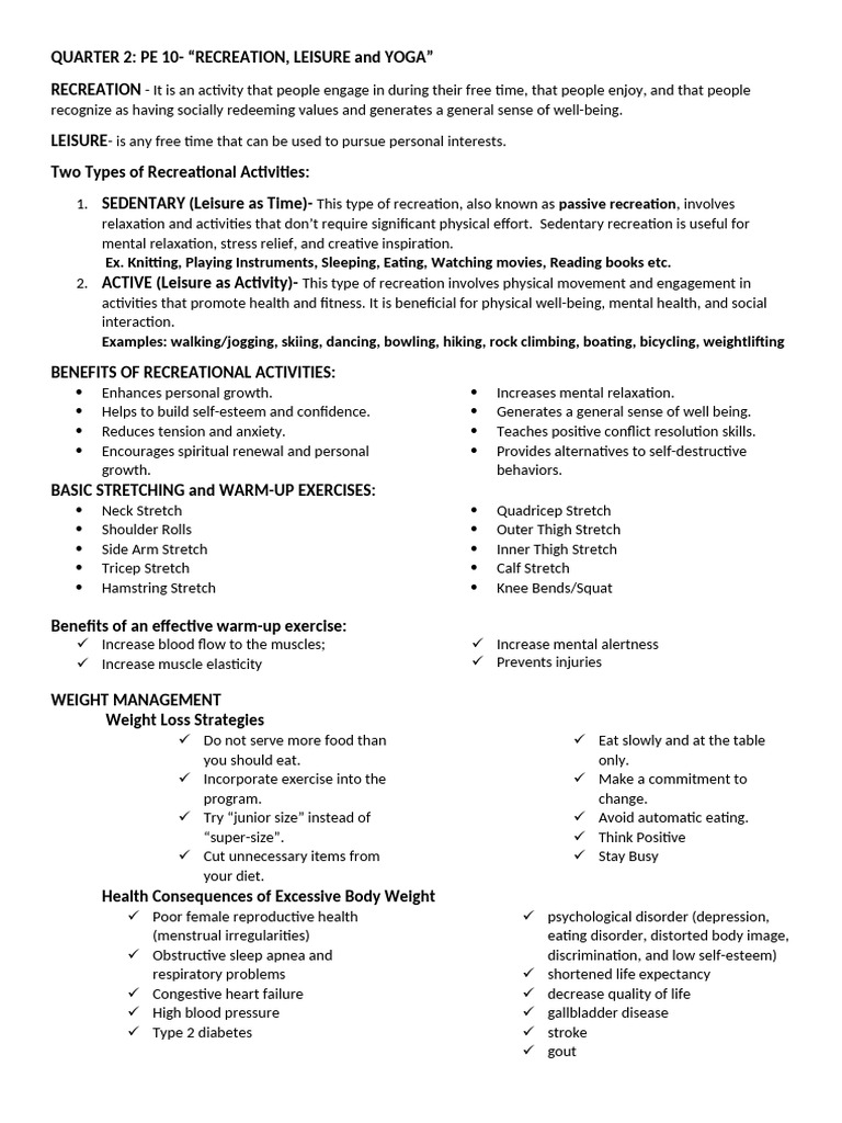 Q2 - Pe and Health 10 Notes | PDF | Eating Disorder | Eating