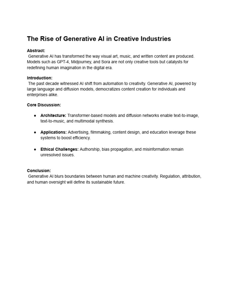 Generative AI's Impact on Creativity | PDF