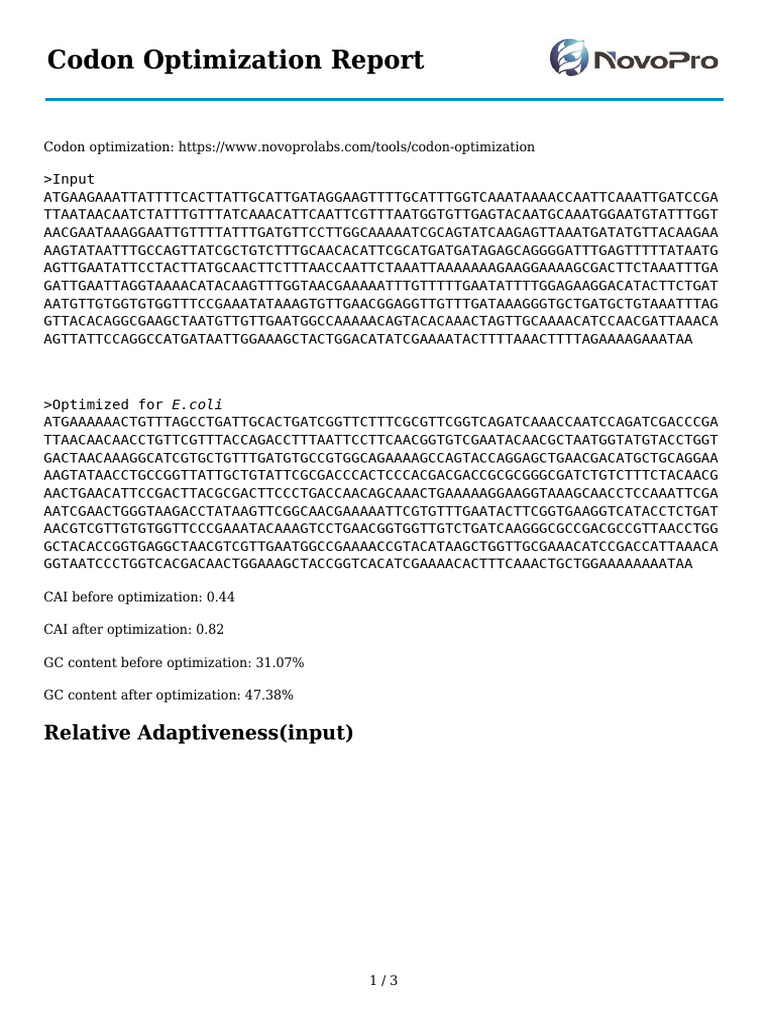 Codon Optimization hmRBgO | PDF | Genetic Code | Translation (Biology)