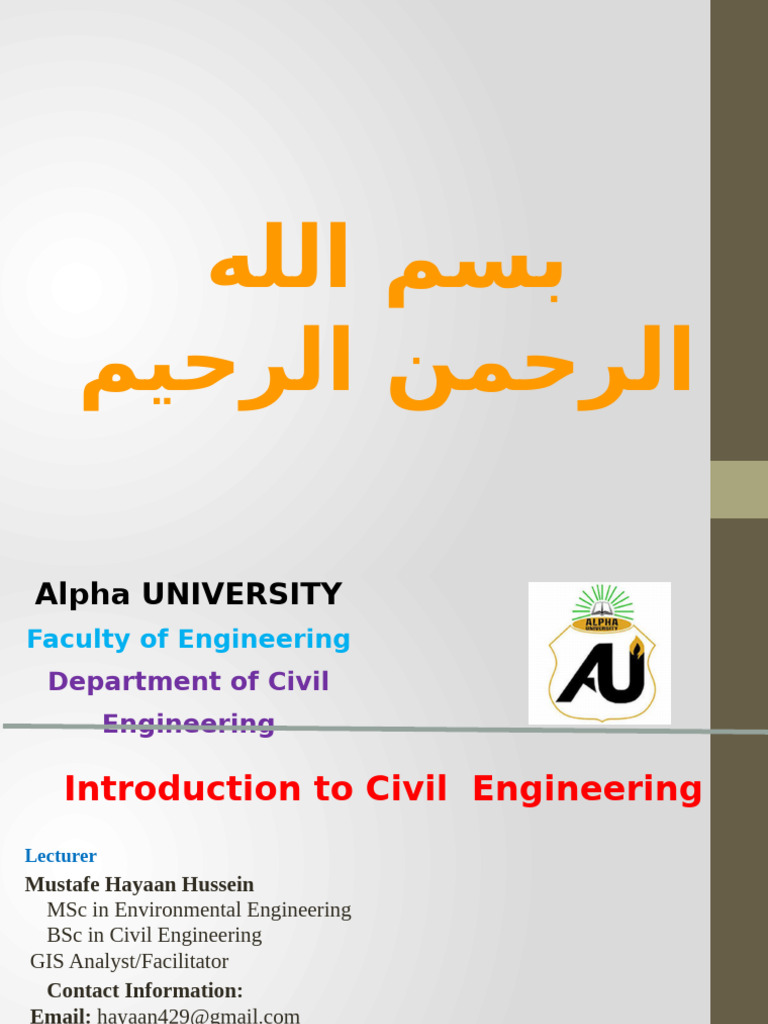 Introduction to Civil Engineering 2025 | PDF | Civil Engineering ...