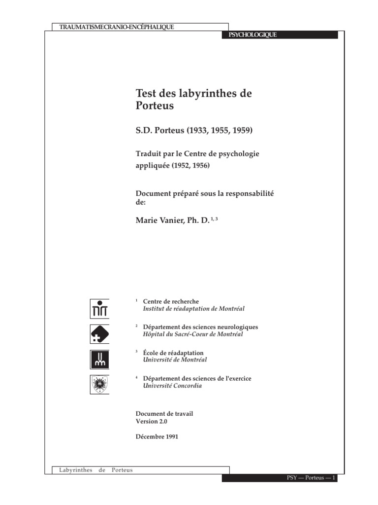 Labyrinthes de Porteus et TCE | PDF | Intelligence | Psychologie