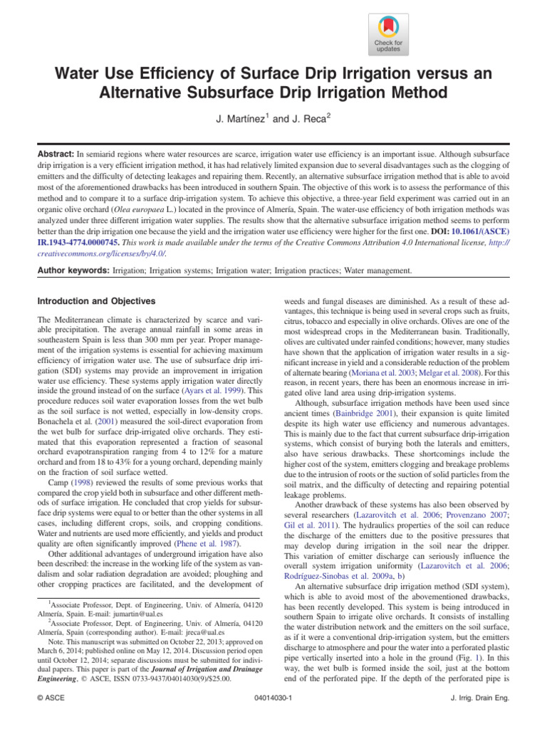 Martínez Reca Water Use Efficiency of Surface Drip Irrigation Versus An ...
