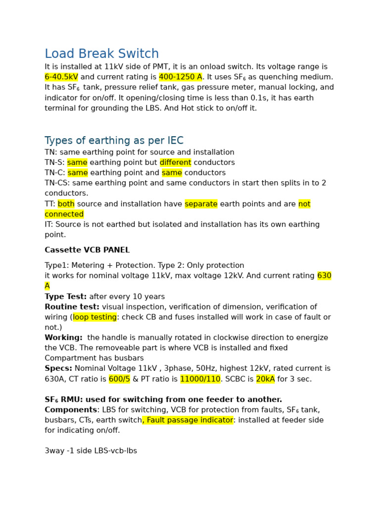 11kV Load Break Switch Specifications | PDF | Equipment | Electronics