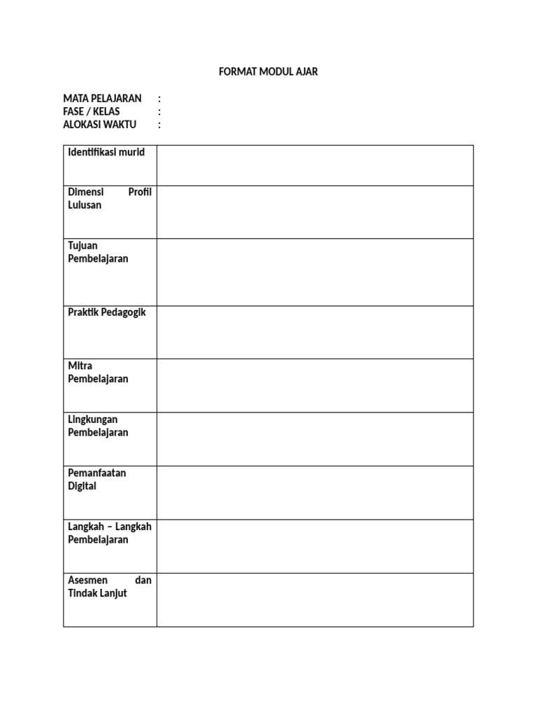 Format Modul Ajar | PDF