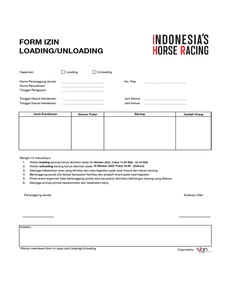 Form Izin Loading/Unloading Kendaraan | PDF