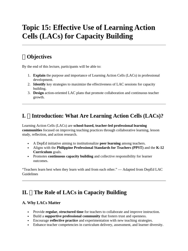 Maximizing Learning Action Cells for Growth | PDF | Learning | Teachers