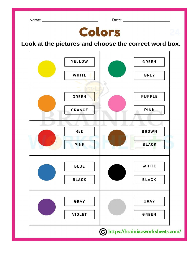 Colour Worksheet | PDF
