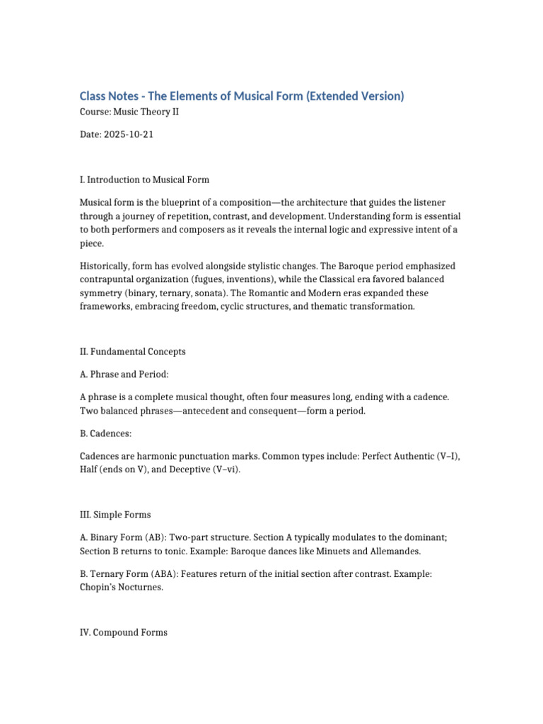 Understanding Musical Forms in Theory | PDF | Musical Forms | Classical ...