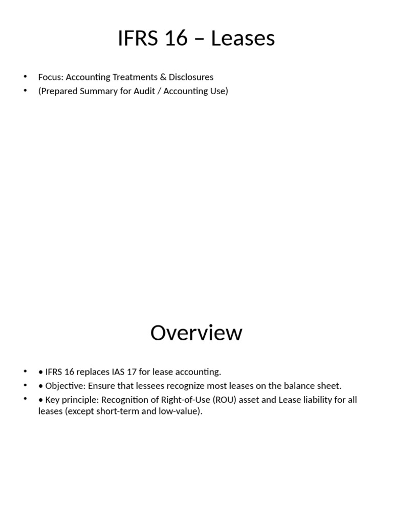IFRS 16 Lease Accounting Overview | PDF | Lease | Business Economics