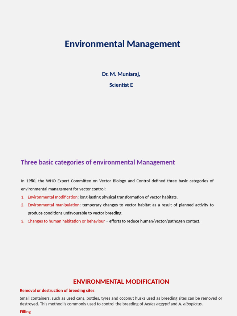 Environmental Manipulation for Vector Control | PDF | Drainage | Marsh