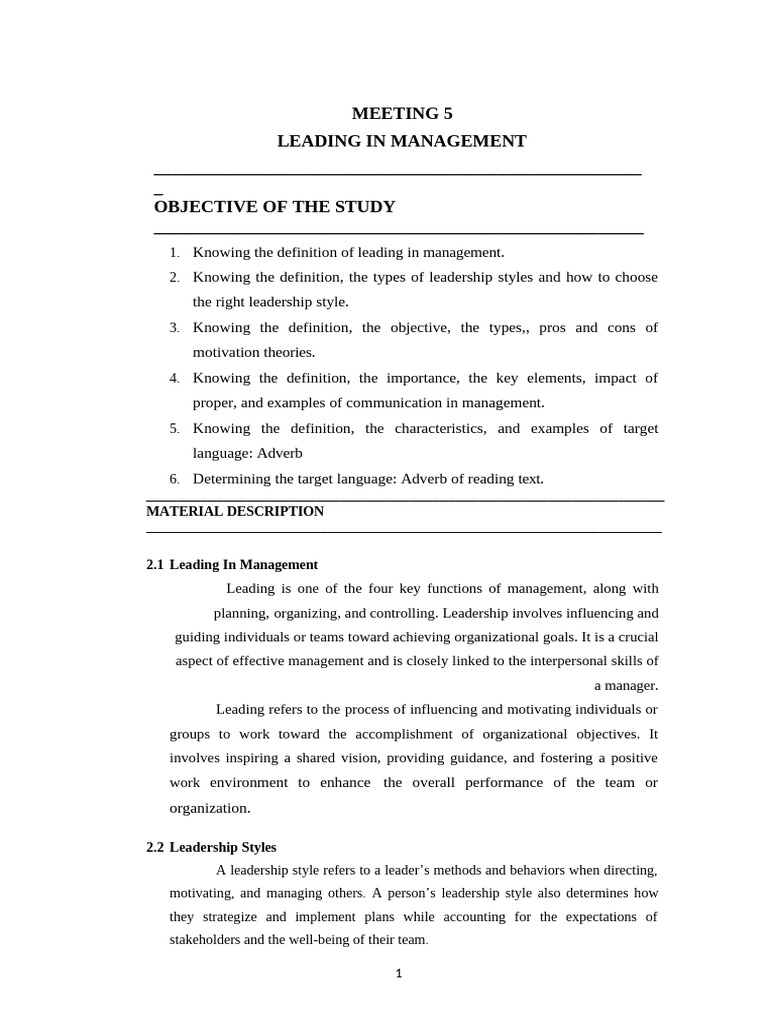 Leadership and Motivation in Management | PDF | Motivational | Motivation