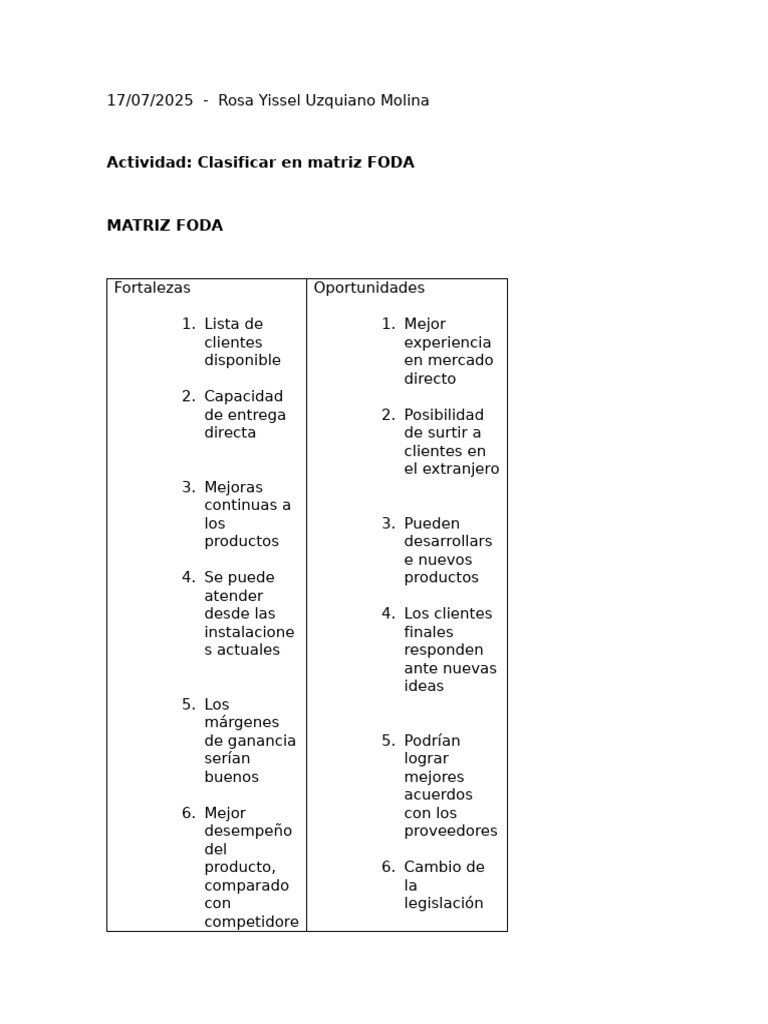 Análisis FODA y Estrategias Empresariales | PDF | Análisis FODA | Business