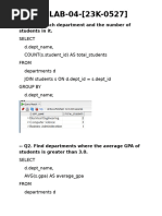 SQL Queries for Student Course Management | PDF | Computer Data | Computing