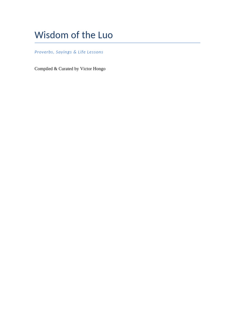 Luo Proverbs: Wisdom for Life | PDF | Wisdom | Spirituality