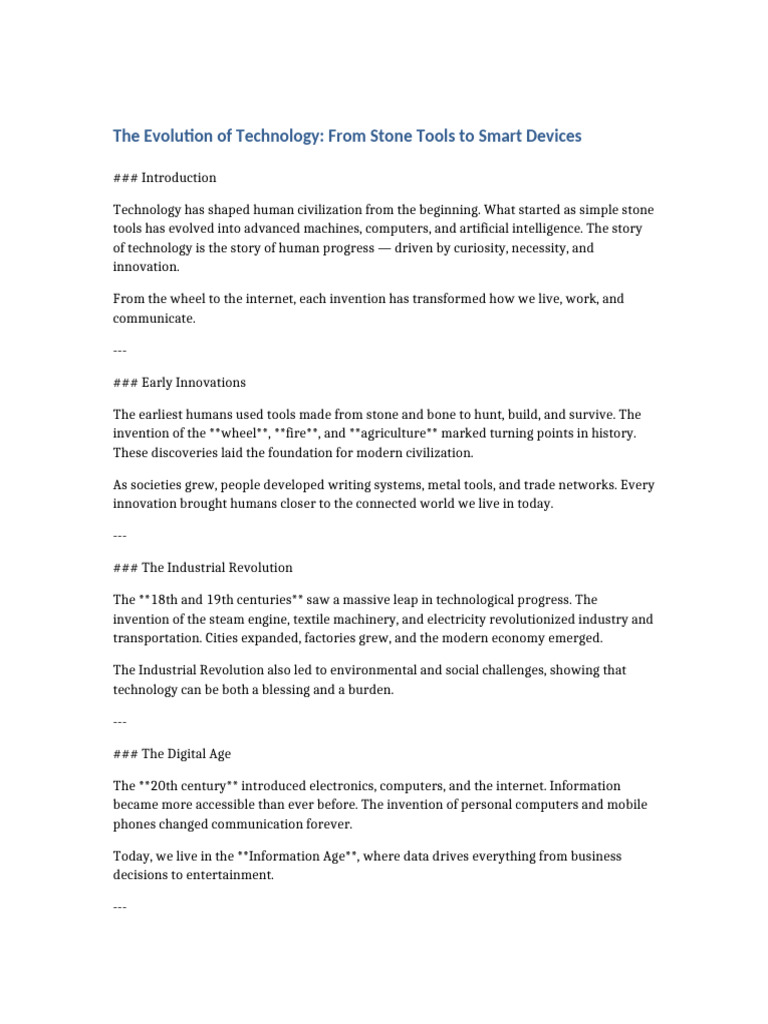 Technology's Journey: From Tools to AI | PDF | Tools
