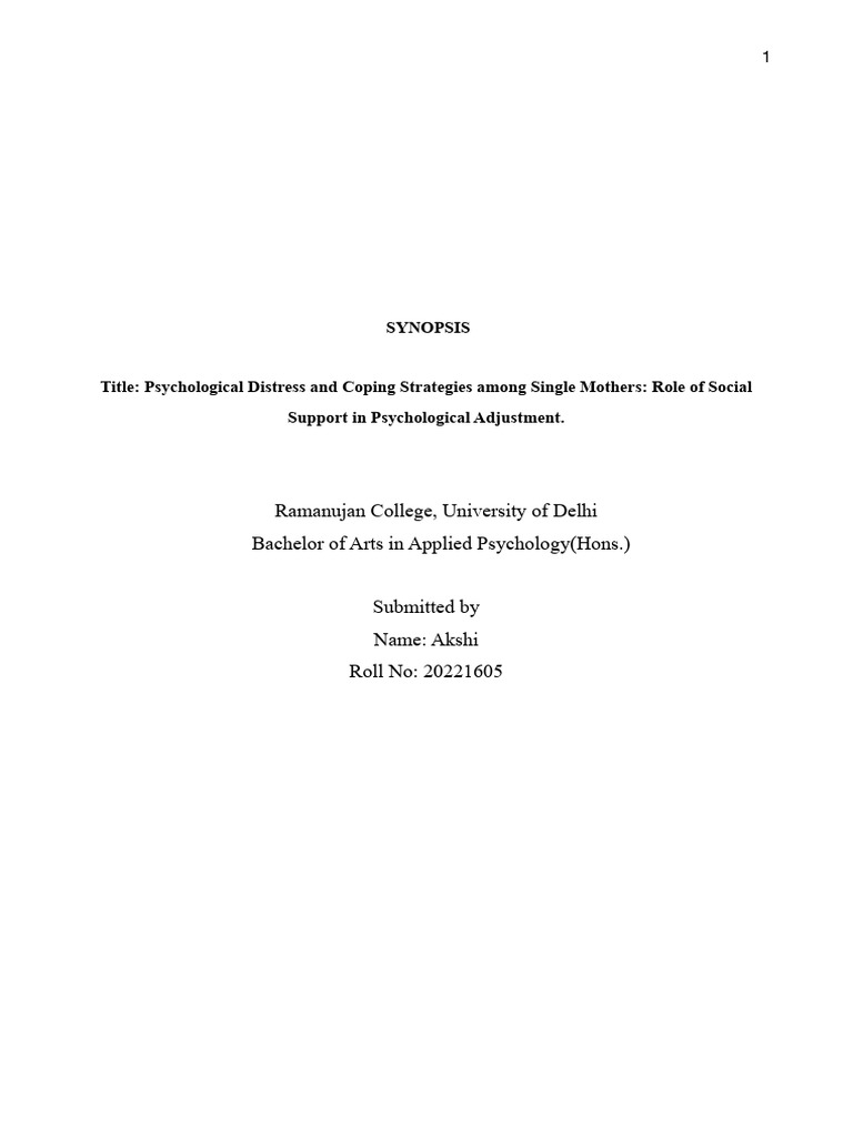 Coping Strategies of Single Mothers | PDF | Social Support ...